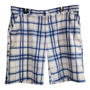 Greg Norman For Tasso Elba Men's Sz 38 Blue & Pink  Plaid Golf Shorts w/Pockets